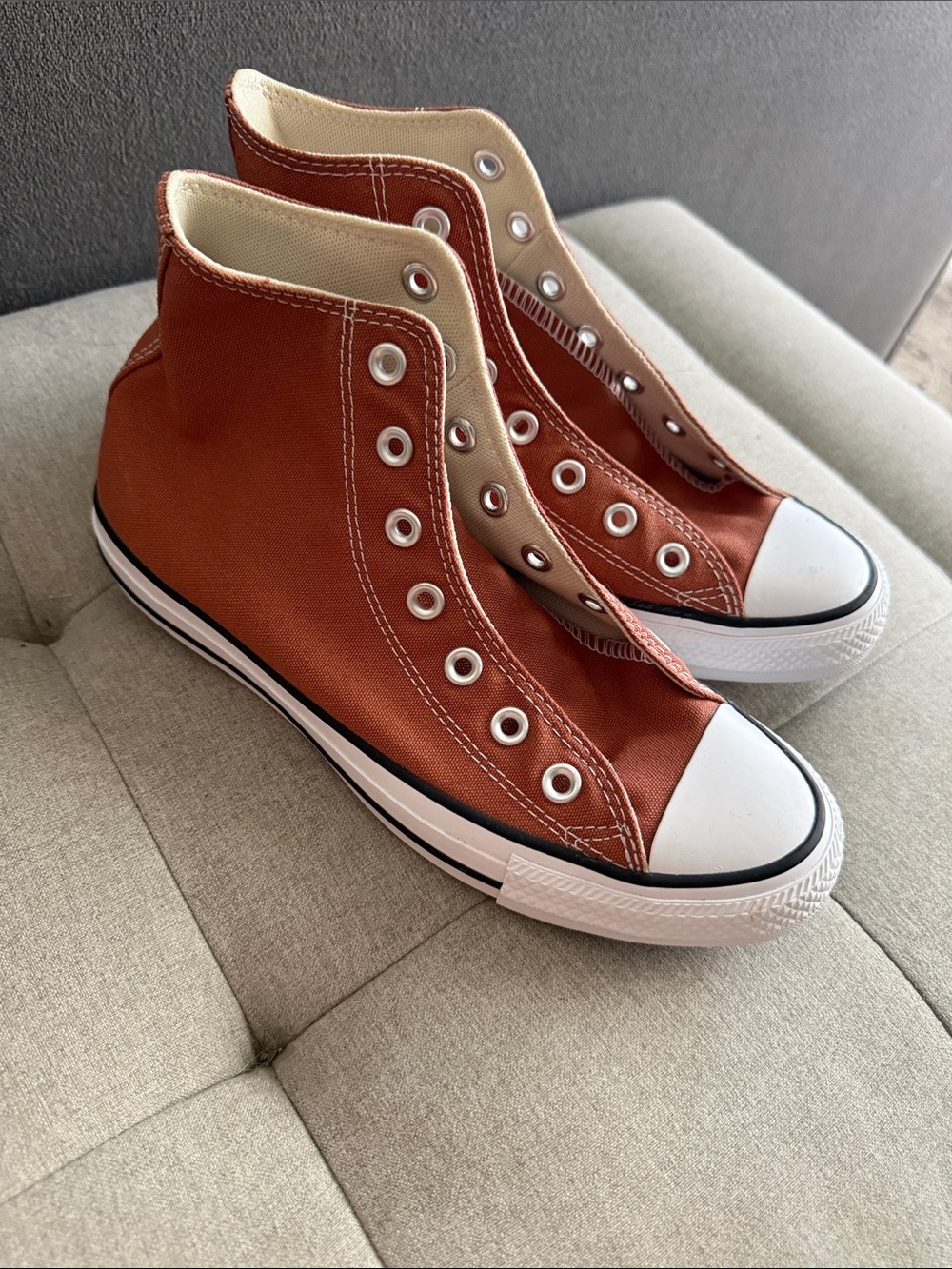 Converse High-Top Canvas Sneakers in Rust Orange -